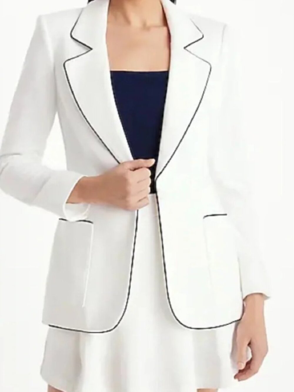 NWT! Express White Blazer with Black Contrast Piping - Small